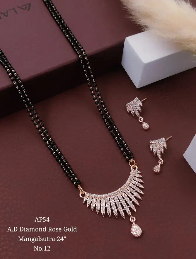 AP5 Designer AD Diamond Rose Gold Mangalsutra Wholesale Shop In Surat
